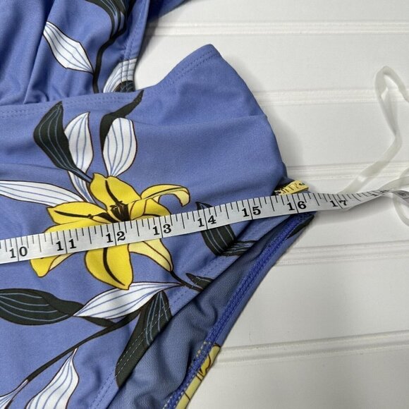 Jones New York Swimsuit Blue Floral One-Piece One Shoulder Cutout  Size M - Picture 14 of 14